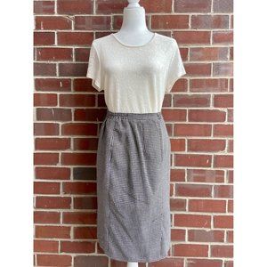 Vintage Grey Houndstooth Pencil Skirt